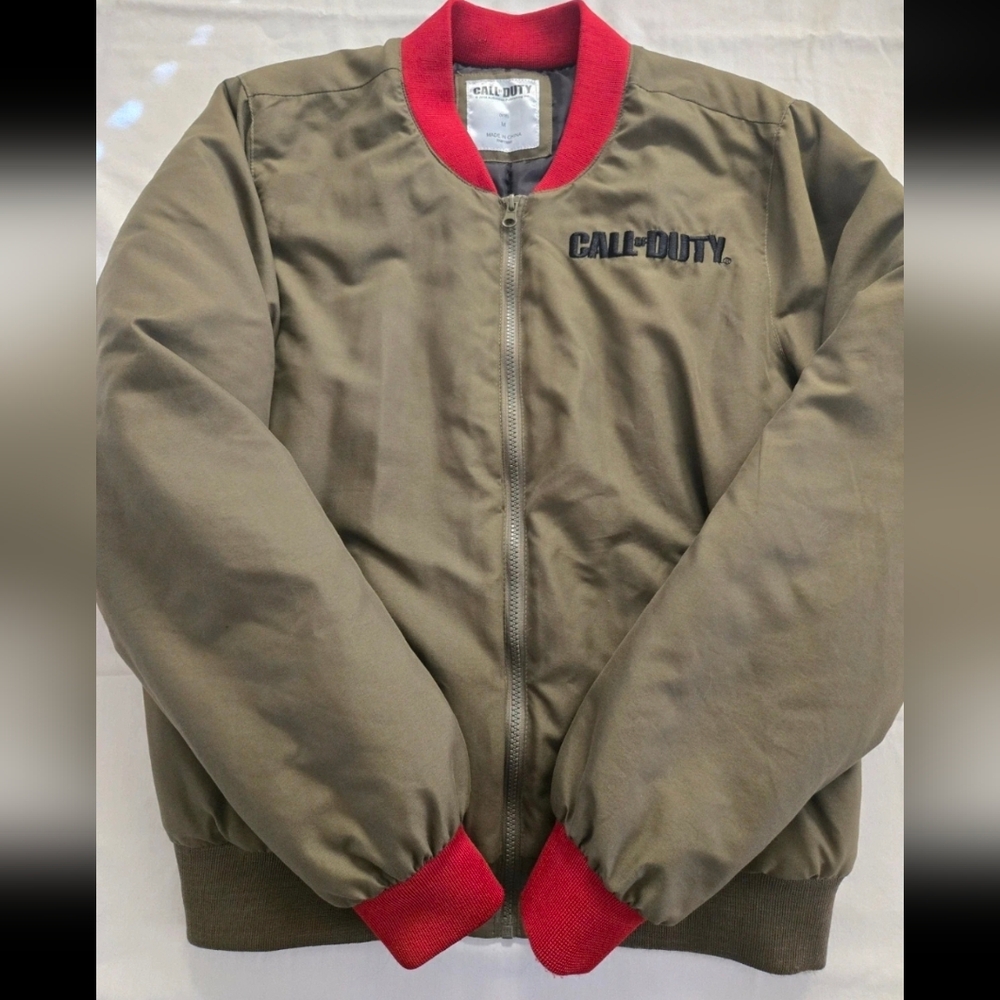 Activision Men's Med Call of Duty Know Your Enemy Green Bomber Flight Jacket